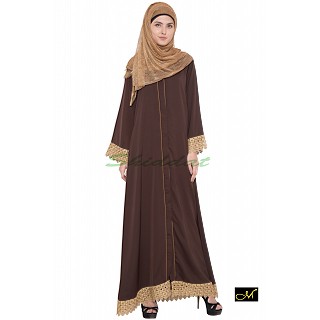 Front open Dress Abaya- Brown